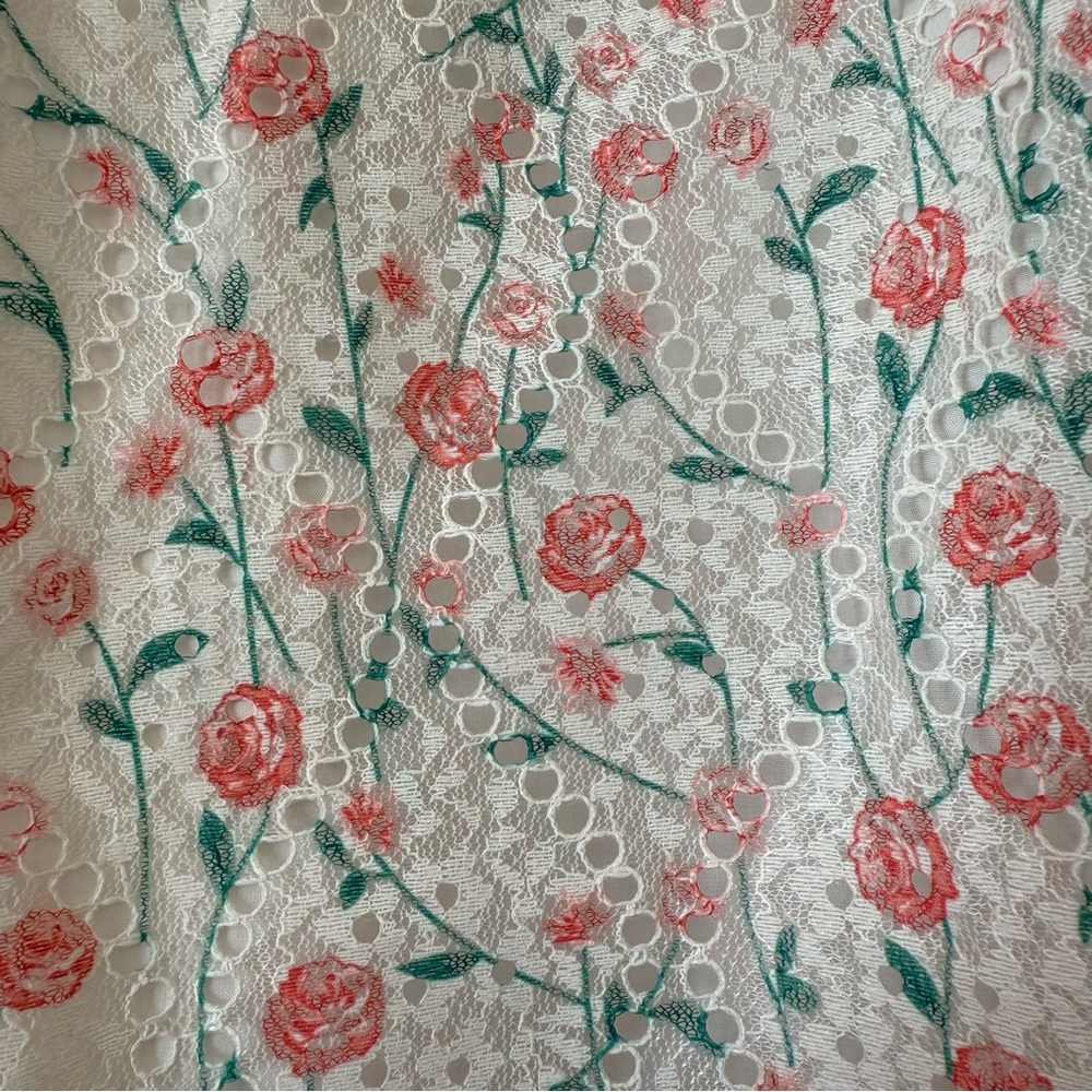 Ivy City Co. White and Pink Floral Eyelet Collared Dress - Picture 4 of 14